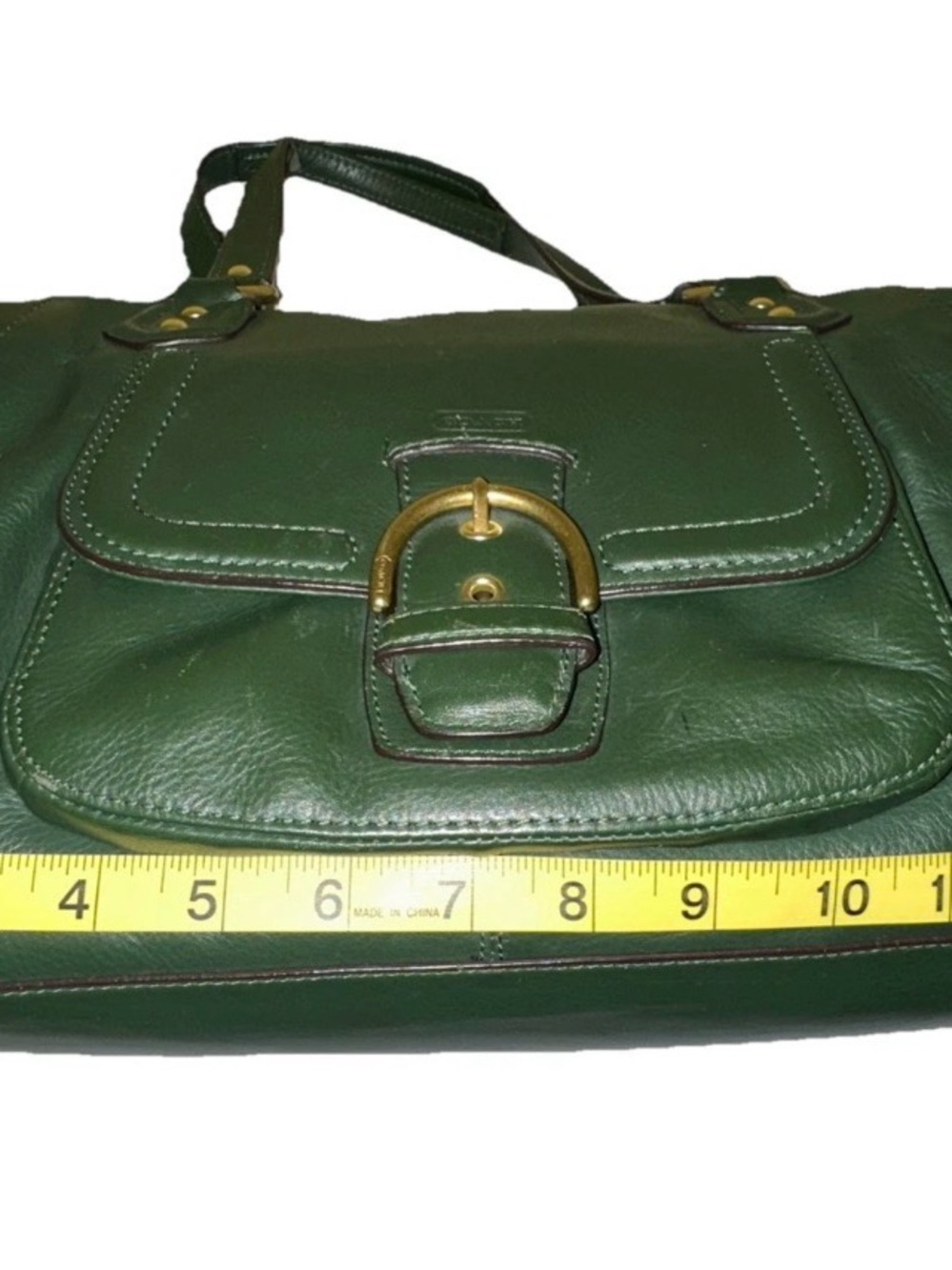 Coach Campbell Forest Green Buttery Leather Purse Satchel Handbag Very Good Cond - Picture 10 of 14